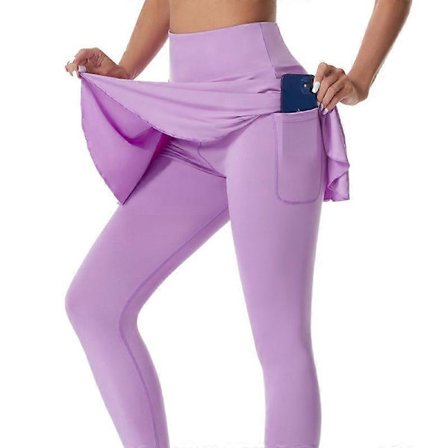 Tennis Skjørt Leggings med Lomme for Kvinner Høy Midje Aktivt Skort Aktiv Ruffle Plissert Golf Skapri med Skjørt