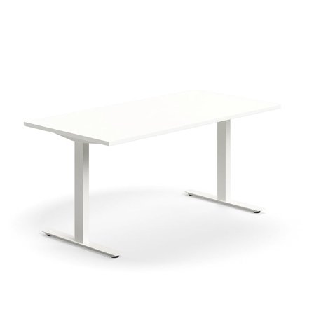 Desk QBUS, straight, 1600x800 mm, T-frame, white frame, white