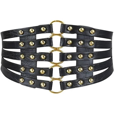 Rei'itetty niittivyö nyörityksellä korsetti joustava leveä vyötärövyö underbust vyötärönauha musta