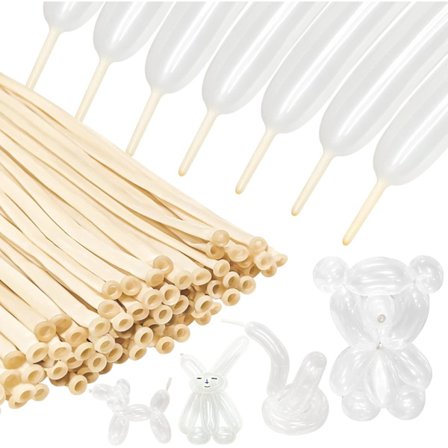 100 stk. klare 260 Ballonger Klare Lange Tynne Lateksballonger for Dyreballonger, Premium Kvalitetsballonger for Karnevaler Festdekorasjon