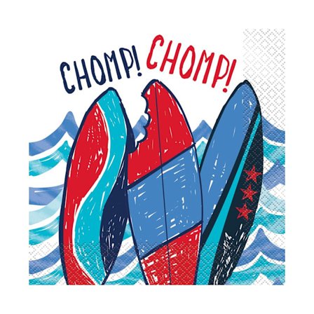 Unika partypapperservetter med hajmotiv (16-pack) One Size Vit/Röd/Blå