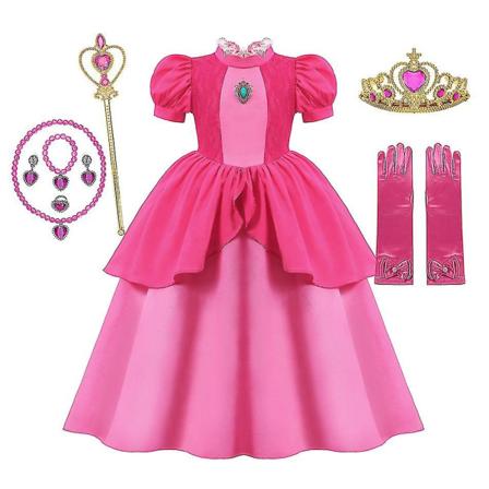 Pehmeä Prinsessa-asu Tytöille, Daisy Rosalina Cosplay-puku Comic Coniin, Peach-pallomekko Halloween-juhliin