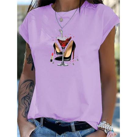 Kortärmad T-shirt Med Rund Hals För Kvinnor