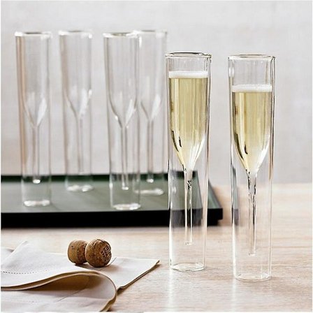 Dubbelväggig Glaschampagneglas Champagneglas Stjälkfri Vinglas Bubbelvin Cocktail
