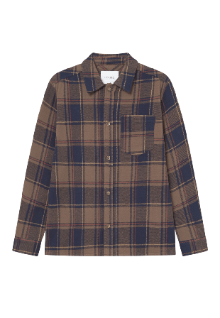 LES DEUX Loan Check Twill Overshirt Kavajer Herr Brun S