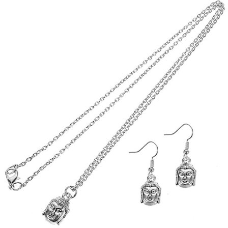 1 set dam smycken halsband örhängen Buddha halsband smycken accessoarer hänge halsband krok örhängen
