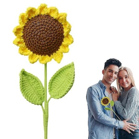 Hæklet solsikke hæklet kunstig solsikke dekoration strikkede uld solsikker kunstig blomst vægdekoration bryllupsbuket