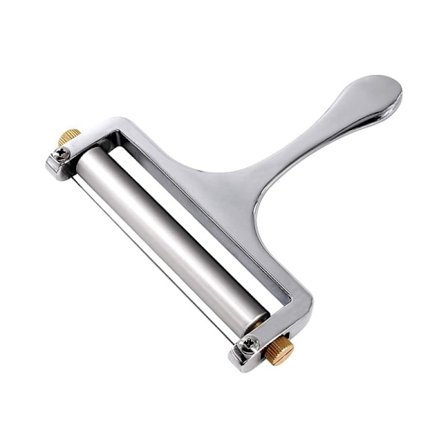 Juustohöylä, viipaleen paksuuden säätö, mukava kahva ja konepesun kestävä