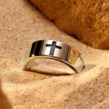 Unity | 8 mm Silver-tone Stainless Steel Spanish Lord’s Prayer Ring for Men - Steel rings