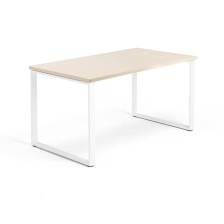 Schreibtisch QBUS, O-Gestell, 1400 x 800 mm, weiß/Birke