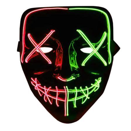 The Purge Led Neon Mask, Halloween - Röd / Grön Multifärg
