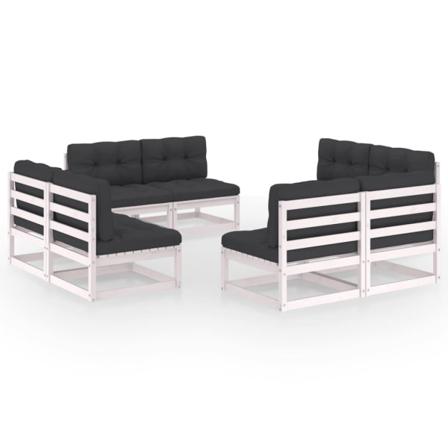 Vidaxl Loungegrupp Med Dynor 8 Delar Massiv Furu Vit