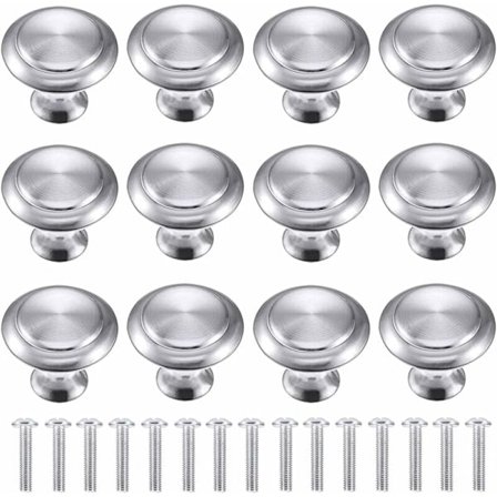 Paket med 30 runda möbelhandtag Silver runda lådhandtag 30mm skåpknoppar med skruvar - för skåp, garderob