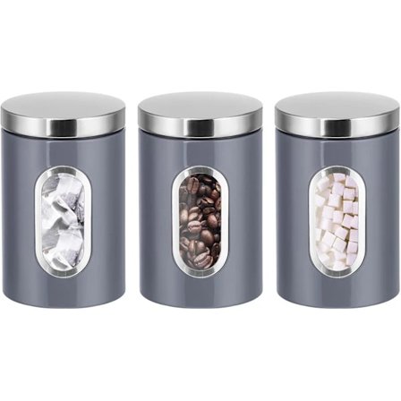 3 stk. - Tomme etiketter til at tilpasse din opbevaring - Velegnet til sukker, te, kaffe osv. - Multifunktionelle opbevaringskrukker til mad (grå)