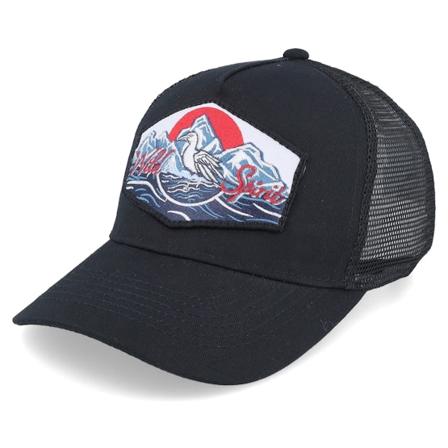 Wild Spirit - Svart trucker Caps - Kids Bird & Mountains Patch Black A-frame Trucker @ Hatstore