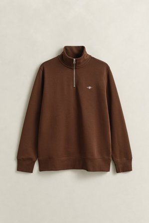 GANT Herren Sweatshirt mit halblangem Reißverschluss (M) Braun