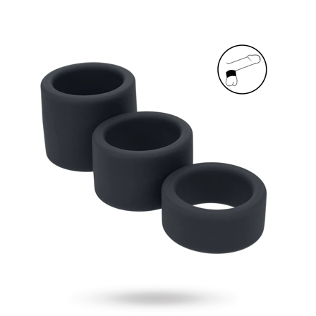 Liquid Silicone Ball Strap Set of 3 - S/M/L - Black - Vuxen.se - Penisringar