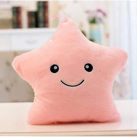 Star Cute Luminous Fylld Kudde - Led Light Glow In Dark Toy (Rosa)