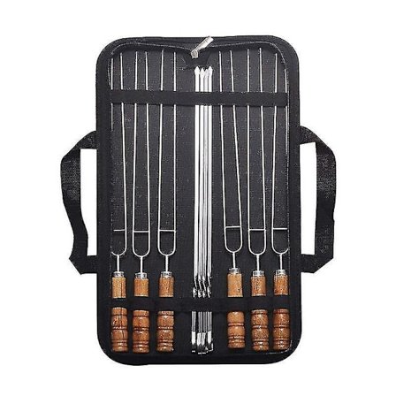 10 kpl BBQ-metallivarras 40 cm, ruostumaton teräs, uudelleenkäytettävät, lihalle, katkaravuille, kanalle, vihanneksille