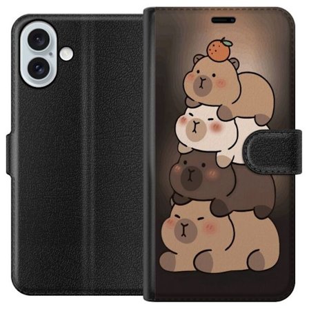 Yhteensopiva Lompakkokotelo Apple Apple iPhone 16 Plus Capybara Kawaii Söpö Eläinhahmo
