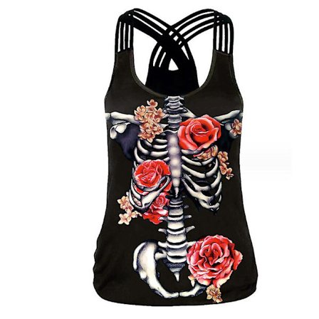 Halloween Skjelett-kostymeskjorte for kvinner - Voksen Monster Tank Top For Dame