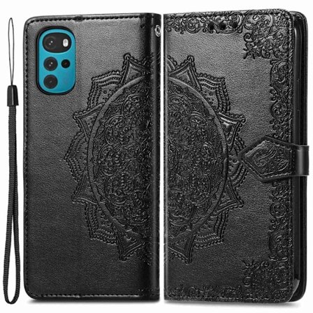 Mandala läder Motorola Moto G22 fodral - Svart