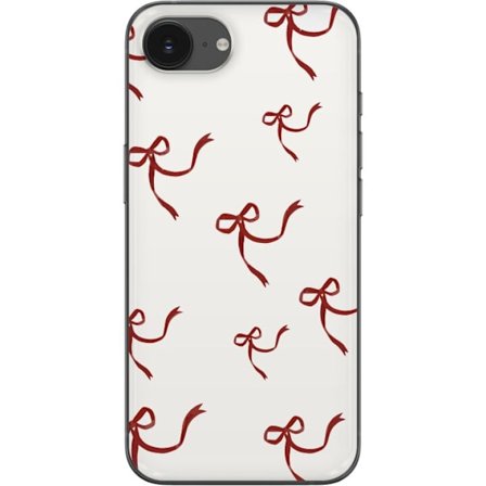 Kompatibel Mobilcover til Apple iPhone 16e Rød Bånd Mønster med røde silke bånd på lys baggrund perfekt til jule romantik og elegance