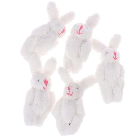 5 stk 6 cm mini anheng plysj kanin for nøkkelring White