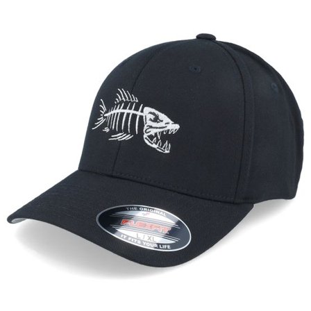 Skillfish - Svart flexfit Keps - Fish Bones Black Flexfit @ Hatstore