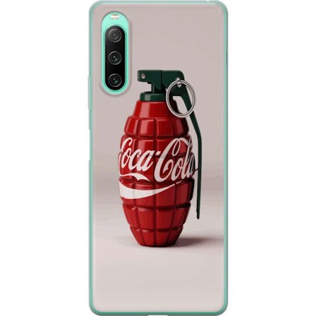 Kompatibelt Mobildeksel til Sony Sony Xperia 10 IV Kunstnerisk illustrasjon av Coca Cola granateple i rødt og grønt, pop art inspirert motiv med lek