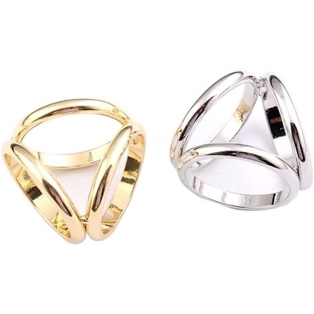 2 STK Guld & Sølv Moderne Sød 3 Ring Halstørklædering Klemmer Silkehalstørklæde Trippel Glidende Ring Spænde Klemmer Tøj Omslag