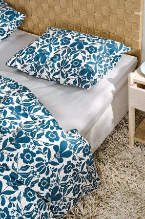 Jotex - Dynetrekk Økologisk Blå/naturvit - SELJA - Kjøp Sengesett hos Jotex