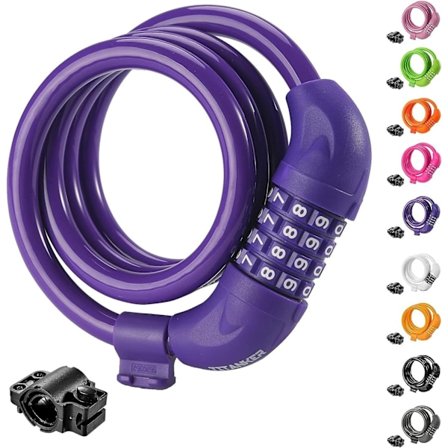 Lilla kombinationskabellås i stål med firecifret kode, tyverisikringslås kompatibel med cykel, motorcykel, mountainbike, 40 cm