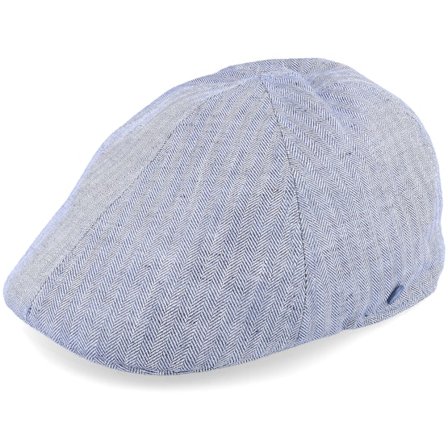 Hammaburg - Blau Flatcap Cap - Duck Cap Herringbone Linen Blue Flatcap @ Hatstore