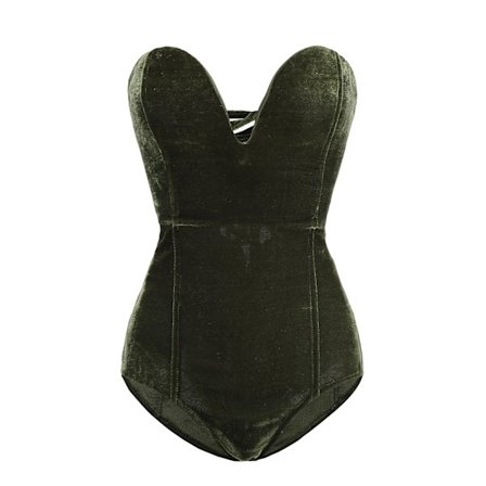 Kvinnors V-ringad Sexy Sammets Strapless Bodysuit Jumpsuit Hjärtformad Djup