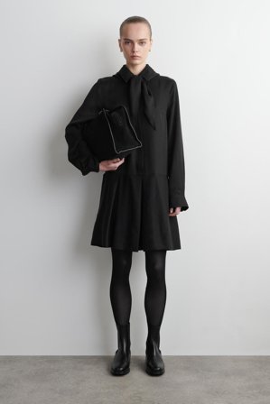 COS Women's Scarf Detail Dropped Waist Mini Dress in Black