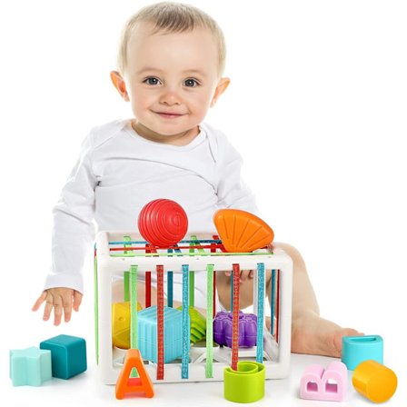 Bebisleksak, Montessori-leksak för bebisar 6-12 månader, formsorterare, aktivitetskub, sensoriska leksaker, presenter till flickor och pojkar 1 2 3 år