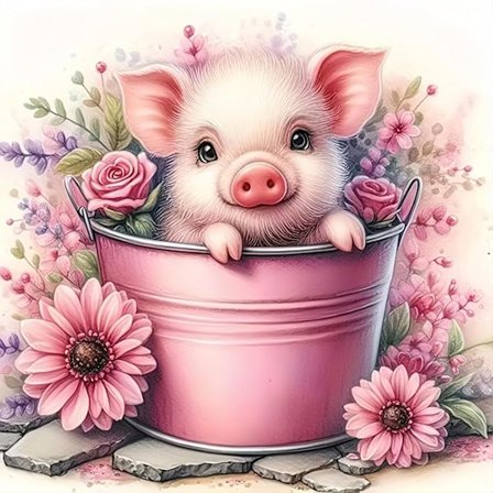 Diamond Art Kits til voksne, Sød Gris 5D Diamantmaleri Kits Prikker, DIY Fuld Bor Rund Diamant Prik Gem Kunst Maleri til Afslapning Hjem Vægkunst 