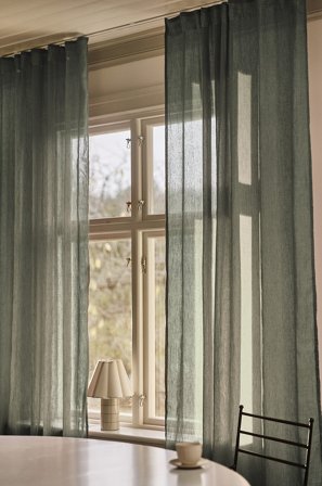 Jotex - Gardin Linmiks 2-pakke Kakigrønn - LINN - Kjøp Lingardiner hos Jotex