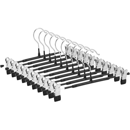 Tynde bøjler til bukser, skridsikre bøjler til bukser med justerbare clips, pladsbesparende bøjler til tøj, nederdel, jeans, frakke