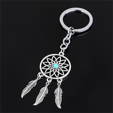 Ny Silver Metal Nyckelring Ring Feather Tofsar Dream Catcher K