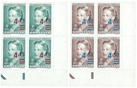 Grønland - provisorier - 4-blok - Postfrisk