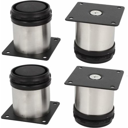 Sarja 4 ruostumattomasta teräksestä valmistettua keittiökalusteen jalkaa - Säädettävä - Pyöreä - 50 x 50 mm