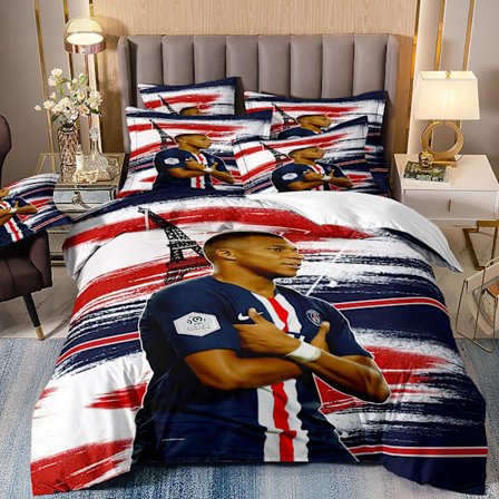 3D digitaltryk VM-fans fodbold mbappe tredelt sengetøjssæt