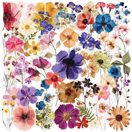 ING 50 Stykker Blomsterklistermærker Gennemsigtige Blomsterklistermærker til Scrapbog Blomsterklistermærker til Scrapbog Kortfremstilling Emballage 