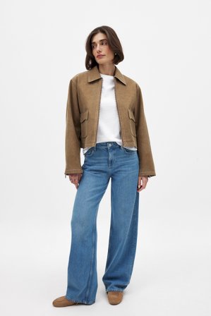 NA-KD Jean en denim souple à taille mi-haute - Jeans baggy - Bleu - EU 38