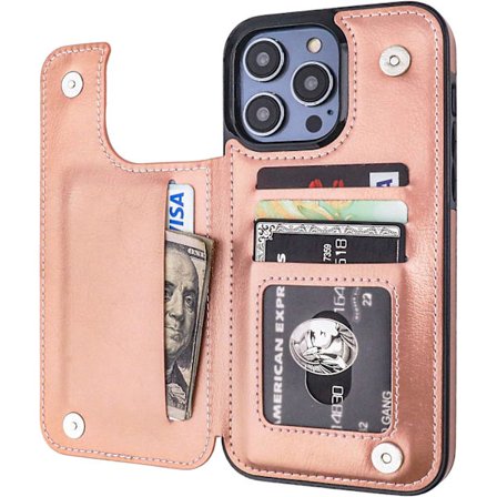 Kompatibel med iPhone 14 Pro Max Lommebokveske med Kortlomme, PU Lær Stativ Kortlommer Veske, Dobbel Magnet