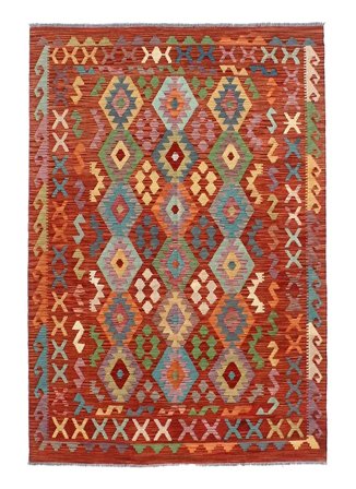 Hand Woven Kilim Afghan Old Style Rug 171X245 Dark Red/Brown