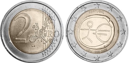 Portugal 2009 - 10 år for Den Økonomiske og Monetære Union - 2 euro mønt
