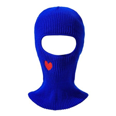 Strikket Balaclava Lue for Studenter Voksen Vindtett Vinterlue Halsbeskyttelse Lue med Broderi Hjerte Hold Varm Sykkel Lue aprikos[D]